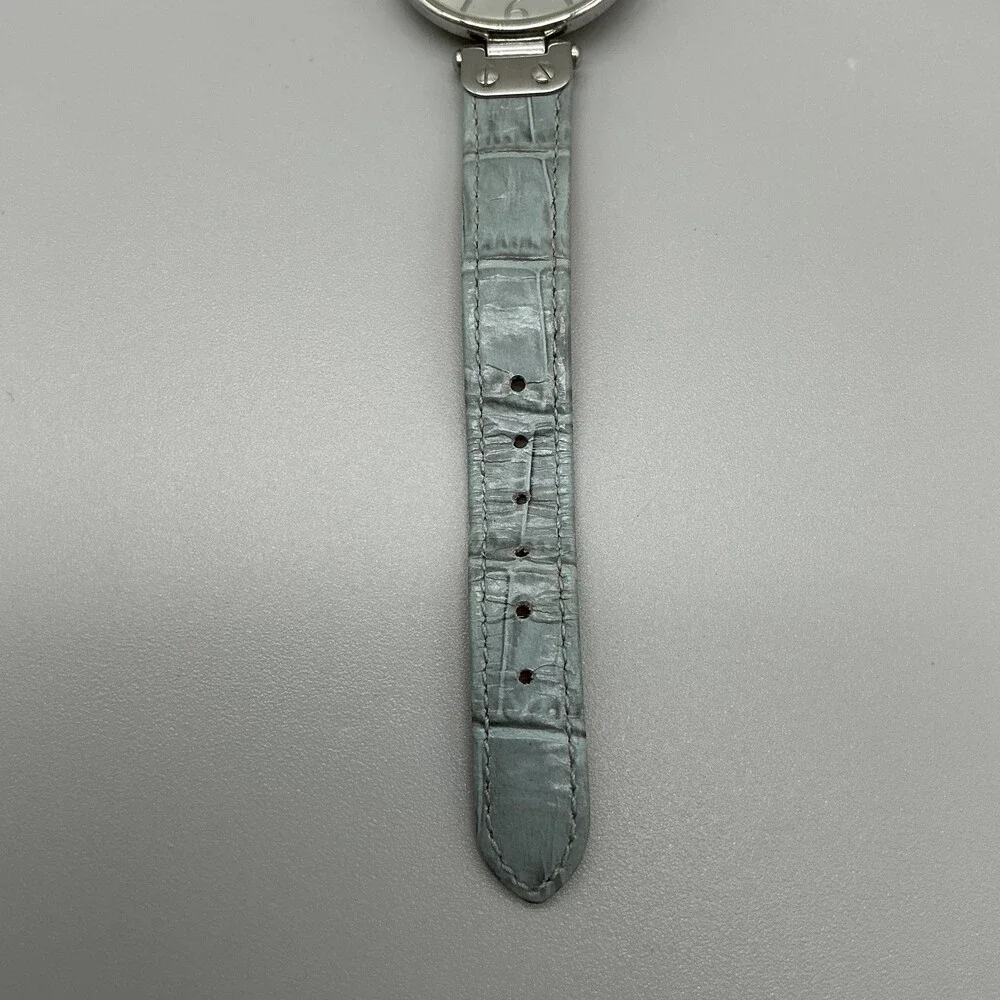 Anne Klein 1090G9 Womens Watch 34mm Silver Tone Dial Gray Leather New Battery